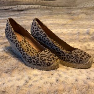 J. Crew Leopard Print Wedge Espadrilles